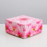 Коробка подарочная &quot;Цветы&quot;, 13,5 х 13,5 х 6,8 см