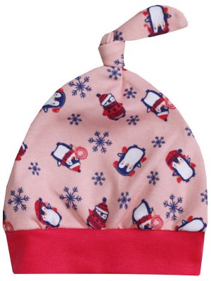 Розовая шапочка "Пингвинчики" для новорожденного (78208)