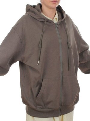 3265 KHAKI Худи на молнии женское (95% хлопок, 5% эластан)