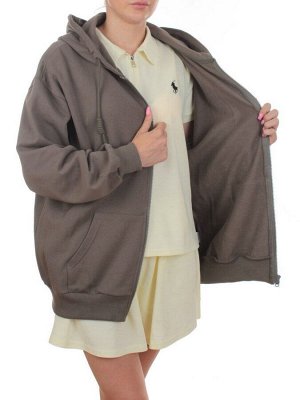 3265 KHAKI Худи на молнии женское (95% хлопок, 5% эластан)