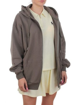 3265 KHAKI Худи на молнии женское (95% хлопок, 5% эластан)