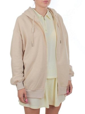 3265 BEIGE Худи на молнии женское (95% хлопок, 5% эластан)