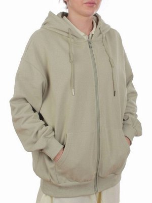 3265 OLIVE Худи на молнии женское (95% хлопок, 5% эластан)