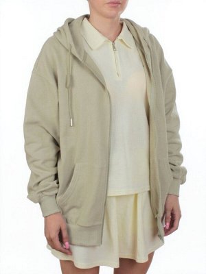 3265 OLIVE Худи на молнии женское (95% хлопок, 5% эластан)