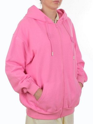 3265 PINK Худи на молнии женское (95% хлопок, 5% эластан)