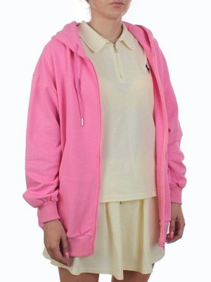 3265 PINK Худи на молнии женское (95% хлопок, 5% эластан)
