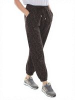 9001 LEOPARD/BLACK Брюки спортивные женские (95% хлопок, 5% спандекс)