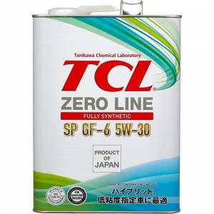 Масло моторное TCL Zero Line 5w30, синтетическое, API SP, ILSAC GF-6A, для бензинового двигателя, 4л, арт. Z0040530SP
