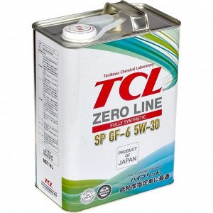 Масло моторное TCL Zero Line 5w30, синтетическое, API SP, ILSAC GF-6A, для бензинового двигателя, 4л, арт. Z0040530SP