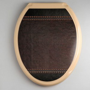 Сиденье для унитаза «Декор. Кожа», 44,5x37,5 см, с крышкой, коричневое