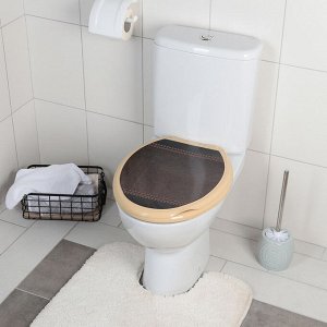 Сиденье для унитаза «Декор. Кожа», 44,5x37,5 см, с крышкой, коричневое