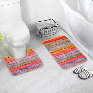 Набор ковриков для ванны и туалета  «Цветные деревяшки», 2 шт: 40?45, 45?75 см