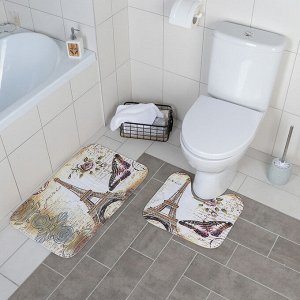 Набор ковриков для ванны и туалета Доляна «Французский стиль», 2 шт: 39x45, 45x73 см