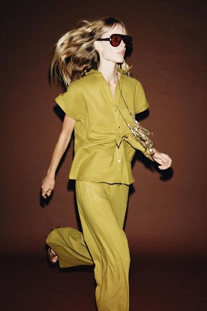 ZARA ВЯЗАНАЯ ЛЬНЯНАЯ БЛУЗКА
