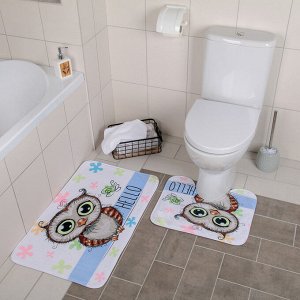 Набор ковриков для ванны и туалета Доляна «Совушки парочка», 2 шт: 40?50, 50?80 см