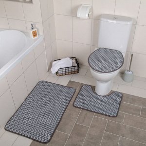 Набор ковриков для ванны и туалета 3 шт 37х44, 40х50, 50х80 см "Свит" цвет серый
