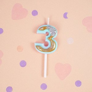 Свеча-цифра для торта "Patterned Mint", 3