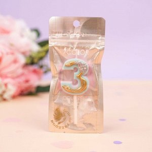 Свеча-цифра для торта "Patterned Mint", 3