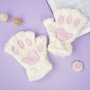Перчатки без пальцев "Кошачьи лапки" белый