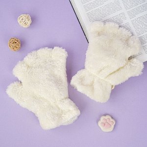 Перчатки без пальцев "Кошачьи лапки" белый