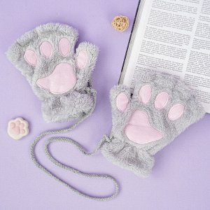 Перчатки без пальцев "Кошачьи лапки" серый