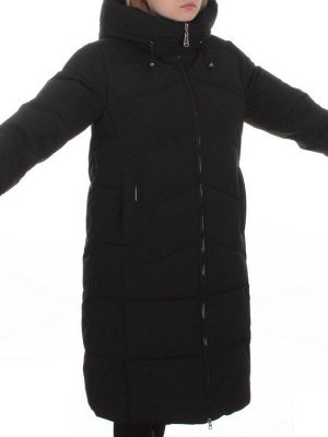 2365 BLACK Пальто зимнее женское (200 гр. холлофайбер)