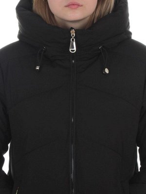 2365 BLACK Пальто зимнее женское (200 гр. холлофайбер)