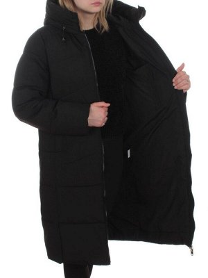 2365 BLACK Пальто зимнее женское (200 гр. холлофайбер)