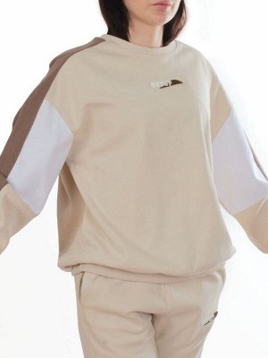 3160/3161 BEIGE/BROWN Костюм спортивный женский (95% хлопок, 5% эластан)