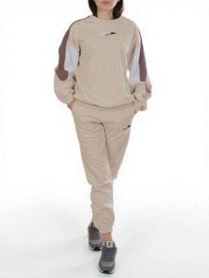 3160/3161 BEIGE/BROWN Костюм спортивный женский (95% хлопок, 5% эластан)