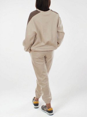 3160/3161 BEIGE/BROWN Костюм спортивный женский (95% хлопок, 5% эластан)