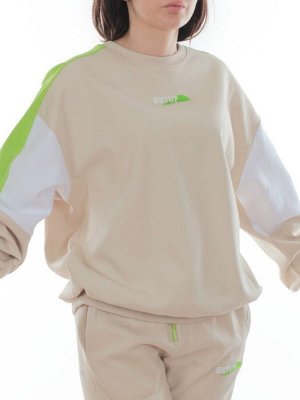 3160/3161 BEIGE/LT. GREEN Костюм спортивный женский (95% хлопок, 5% эластан)