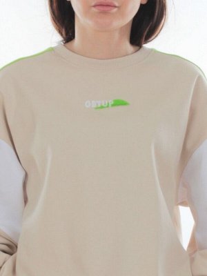 3160/3161 BEIGE/LT. GREEN Костюм спортивный женский (95% хлопок, 5% эластан)