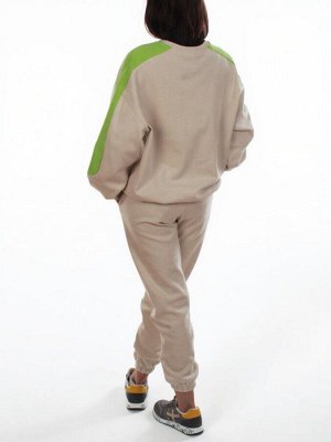 3160/3161 BEIGE/LT. GREEN Костюм спортивный женский (95% хлопок, 5% эластан)