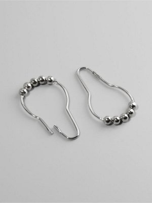 Крючок для штор с шариками, 7.5x4 см, 10 шт., цвет серебряный