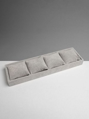 Подставка для часов, браслетов QF, флок, 4 места, 35x10x3 см, серая