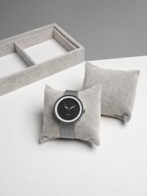 Подставка для часов, браслетов QF, флок, 4 места, 35x10x3 см, серая