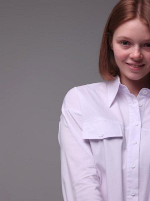 Рубашка для девушки-подростка, мужской крой, цвет белый