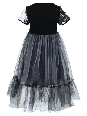 Платье нарядное с пышной юбкой из кулирки,сетки и ткани с пайетками