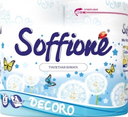 Бумага туалетная Decor Blue Голубая 2сл "Soffione" (4 рул.) арт. 10900017