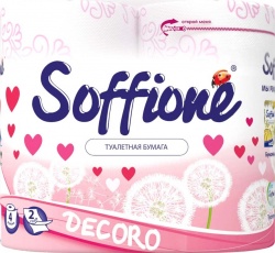 Бумага туалетная Decor Pink Розовая 2сл "Soffione" (4 рул.) арт. 10900055