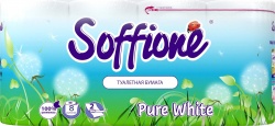Бумага туалетная Pure White Белая 2сл "Soffione" (8 рул.) арт. 10900003/60