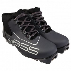 Ботинки лыжные Loss 443/7, SNS, искусственная кожа, цвет чёрный/серый, лого белый, размер 30