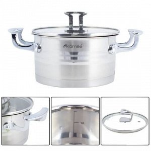 Кастрюля 16*9см, 1,5L из нержавеющей стали с крышкой