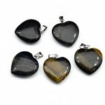Кулон в виде сердца 20*20мм из соколиного лаза