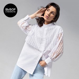 Рубашка комбинированная с вышивкой, Вне конкуренции (white snow)