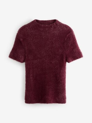 Red Berry - мягкий на ощупь пушистый вязаный джемпер с короткими рукавами