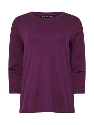 Футболка M&Co Purple, 100% хлопок, рукав 3/4, круглый вырез, цвет: черный
