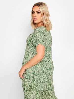 Зеленый - Yours Curve Notch Texture Top