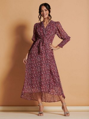 Платье макси из шифона с принтом Jolie Moi
